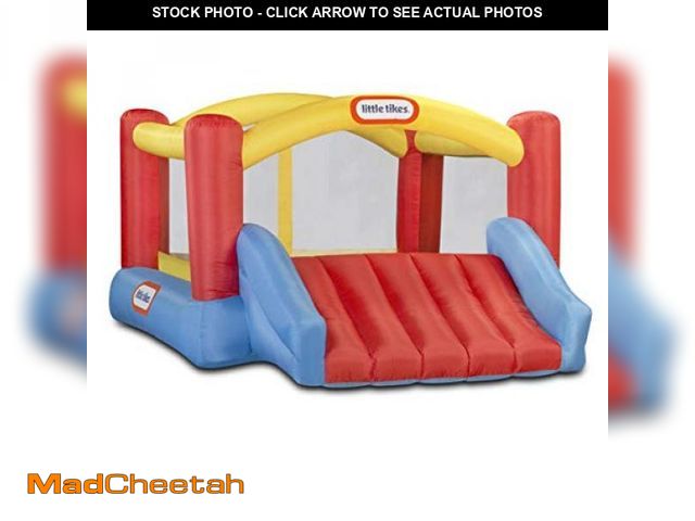 Lot 74-11226093 - Little Tikes Jump 'n Slide Inflatable Bouncer Includes Heavy Duty Blower With GFCI, Stakes, Repair P...