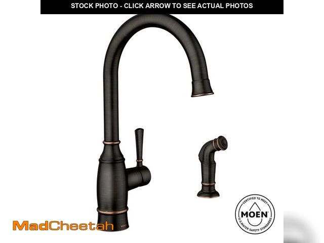 Lot 74-13039310 - MOEN Noell Single-Handle Standard Kitchen Faucet with Side Sprayer in Mediterranean Bronze - UNUSED