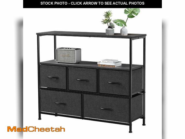 Lot 74-14087891 - EDX Dresser TV Stand, Entertainment Center with Fabric Drawers, Media Console Table with Open Shelve...
