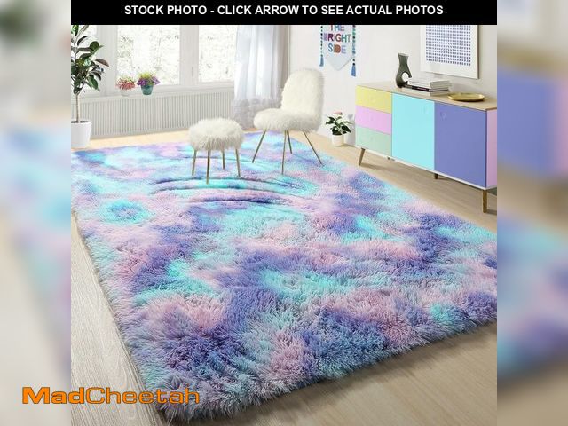 Lot 74-13733927 - PAGISOFE Cute Furry Pastel Rug for Girls Bedroom, Soft Adorable Rainbow Purple Tent Rugs for Livingr...