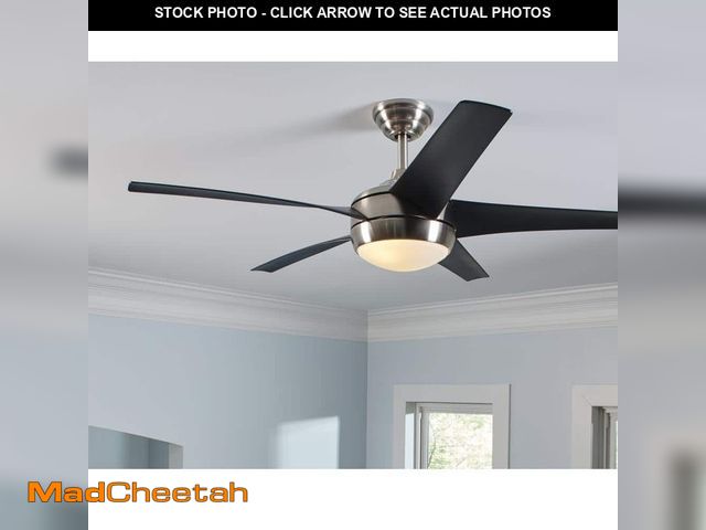 Lot 74-12804305 - *DIRTY/SCRATCHED* Home Decorators Collection Windward IV 52 in. Indoor LED Brushed Nickel Ceiling Fa...