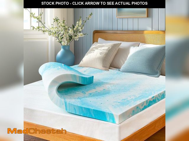 Lot 74-12695744 - Marsail Twin 3-inch Gel Infused Cooling Memory Foam Mattress Topper, Blue, CertiPUR-US Certified - U...