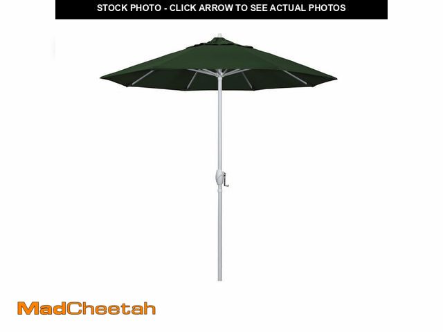 Lot 74-12898474 - California Umbrella 7.5' Rd Aluminum Patio Umbrella, Crank Lift, Auto Tilt, White Finish, 4yr Fade W...