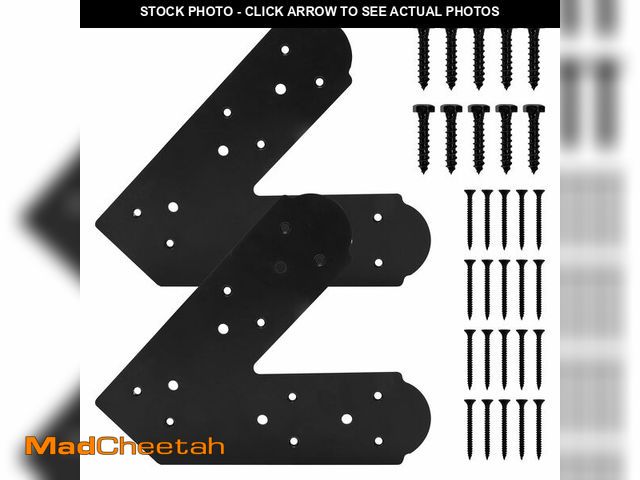 Lot 74-12716409 - Rasugarlary 45-Degree Steel Flat Bracket, 4 Pcs Angled Brackets Flat Fixing Mending Plates Black Fla...