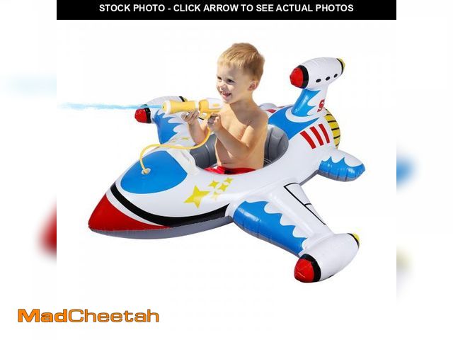 Lot 74-12216935 - Inflatable Airplane Baby Pool Float with Handle &amp; Squirt Gun, Toddler Swim Float for Boys &amp; ...