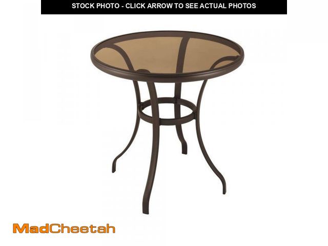 Lot 74-12543104 - StyleWell 28 in. Mix and Match Round Steel Outdoor Patio Bistro Table with Glass Top - UNUSED