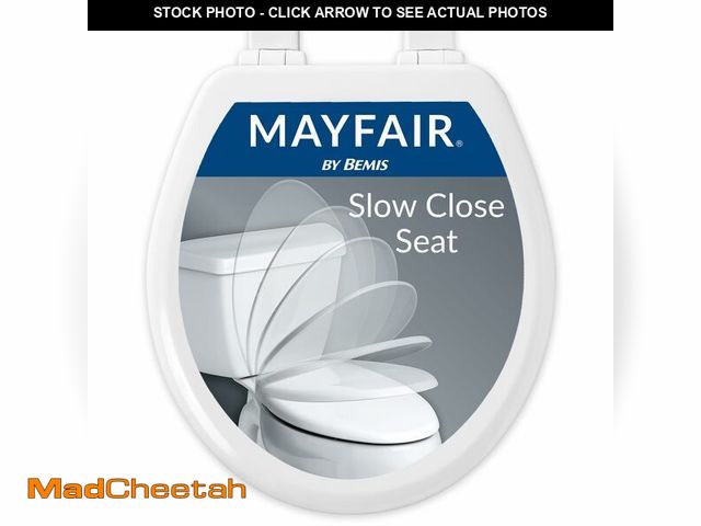 Lot 74-13927288 - Mayfair Linden Slow Close Toilet Seat, Non Slip Heavy Duty Wood, Easy Install, Round, White - UNUSED