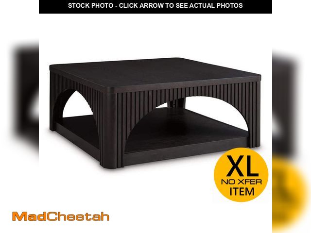 Lot 74-12610021 - Signature Design By Ashley Yellink 38 in. Black Square Wood Coffee Table with Casters - UNUSED