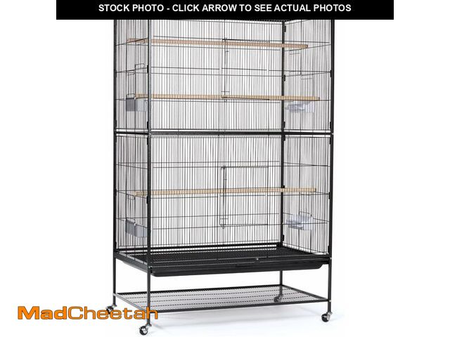 Lot 74-14582067 - Prevue Hendryx Pet Products Wrought Iron Flight Cage - Big Rolling Bird Cage for Parakeets, Cockatie...