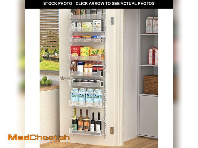 Lot 74-12676554 - Over the Door Pantry Organizer, 8-Tier Over the Door Organizer with Adjustable Basket, Pantry Door O...