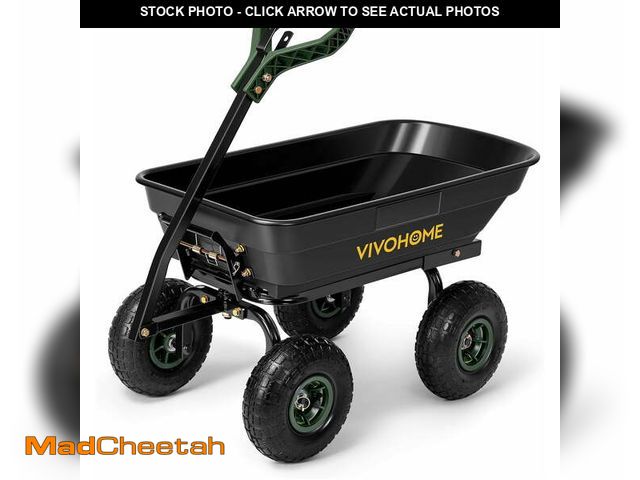 Lot 74-14354091 - SPECSTAR 4 Cu.ft. 660lbs. Poly Garden Cart Dump Wagon, with 2-in-1 Convertible Handle, 10" All Terra...