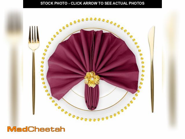 Lot 74-14302662 - SuperO Set of 120 Cloth Napkins 17 x 17 Inch, Polyester Solid Washable Dinner Napkins with Hemmed Ed...