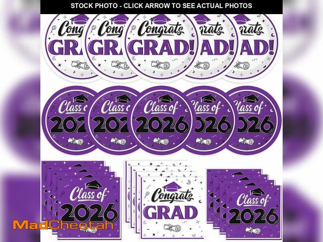 Lot 74-14267753 - Graduation Paper Plates and Napkins, Class of 2026 Party Supplies 50 Guests - USED