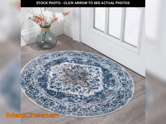 Lot 74-12308982 - KOZYFLY Round Rug 3 Ft Rugs for Entryway Washable Circle Entrance Rug Non Slip Round Doormat Indoor ...