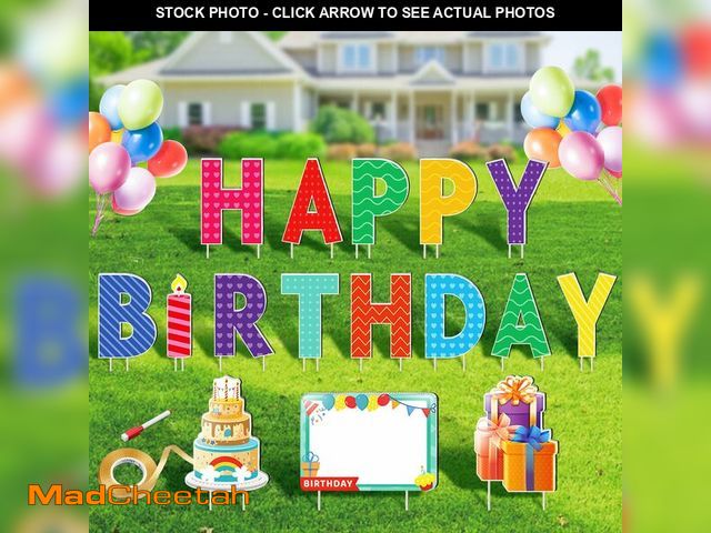 Lot 74-12705208 - Remiawy Happy Birthday Yard Sign with Stakes - 16pcs Happy Birthday Yard Sign, Personalized Yard Bir...