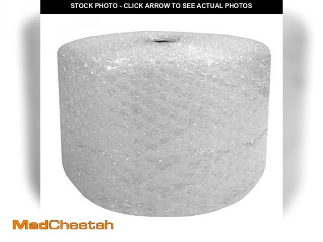 Lot 74-12367289 - Basics Bubble Cushioning Wrap Packing Material for Fragile Items, 12-Inch x 100-Foot Long Roll, Larg...