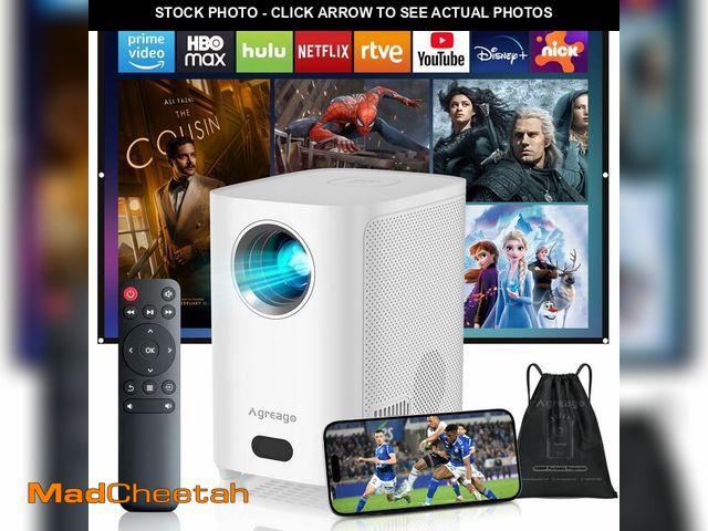 Lot 74-12845543 - Potable Projector with WiFi and Bluetooth, Native 1080P, 15,000 Lumens , 4K Supported, Outdoor Movie...