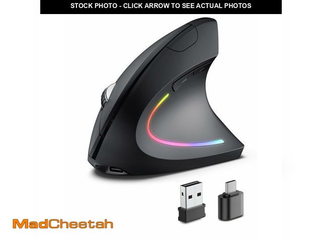 Lot 74-12457908 - POJTK Ergonomic Wireless Rechargeable Mouse, Bluetooth+USB A+Type C(3 in 1) Connection, 5 Levels Up ...