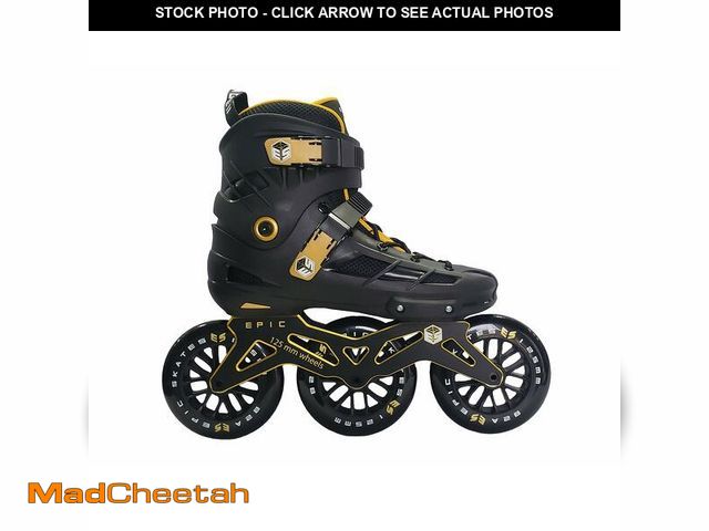 Lot 74-12788934 - Epic Skates 125mm Engage 3-Wheel Inline Speed Skates, Black/Gold, Adult 11 - UNUSED