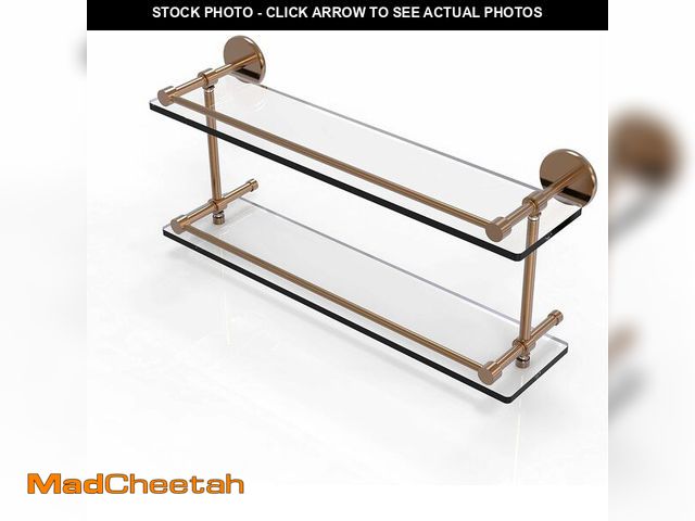 Lot 74-12632760 - Allied Brass P1000-2/22-GAL-BBR P 1000 2 Gal Inch Tempered Double Gallery Rail Glass Shelf, 22 Inch,...