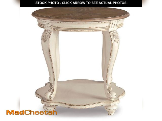 Lot 74-13309209 - Signature DESIGN BY ASHLEY Realyn 26 in. 2-Toned Round Wood End Table - UNUSED