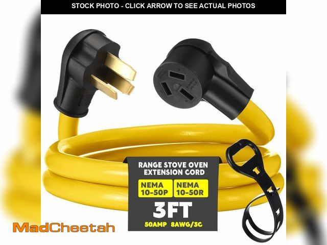 Lot 74-14152223 - Relaxweex 3ft NEMA 10-50 50Amp Extension Cord NEMA 10-50P Male to 10-50R Female, 50A 3 Prong Electri...