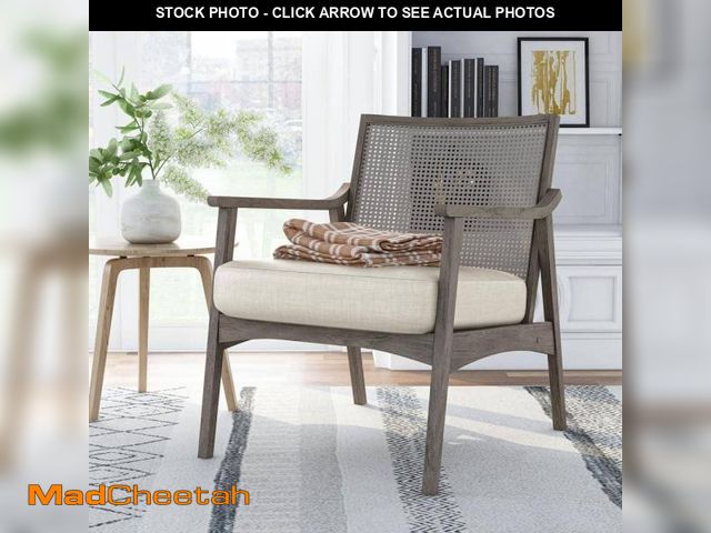 Lot 74-12130939 - Furniture of America Council 25 in. Gray Wash/Beige Polyester Arm Chair with Solid Wooden Frame - UN...
