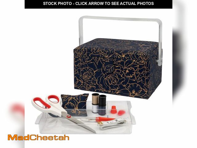 Lot 74-12977795 - SINGER Large Sewing Basket Foiled Floral - UNUSED