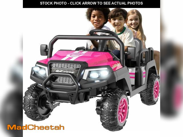 Lot 74-13061234 - SaveJoy 24V 4 Seater Ride on Toys, Powered Ride on Cars w/ Four Wheels Spring Suspension, Electric C...