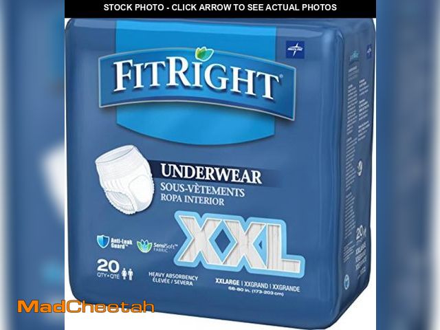 Lot 74-12098201 - (MISSING SOME) FitRight Adult Incontinence Underwear, Heavy Absorbency, XX-Large, 68-80 (80 Count) -...