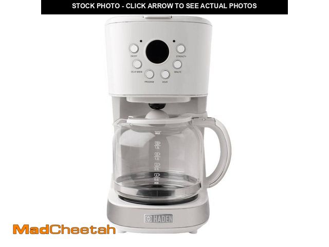 Lot 74-13002040 - HADEN Heritage 12-Cup Ivory White Retro Style Coffee Maker Programmable with Strength Control and Ti...