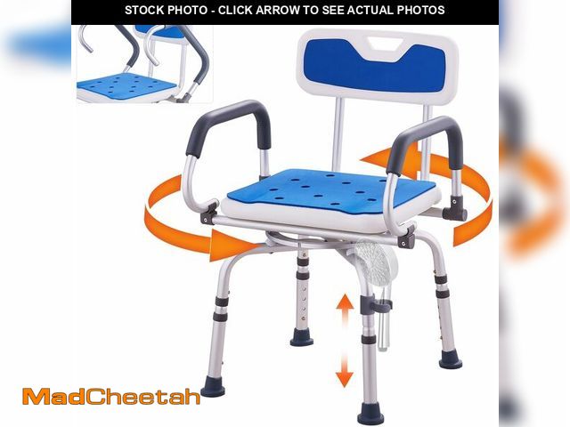 Lot 74-13382649 - VEVOR Swivel Shower Chair 360 Degree, Adjustable Shower Seat with Pivoting Arms for Inside Showers o...