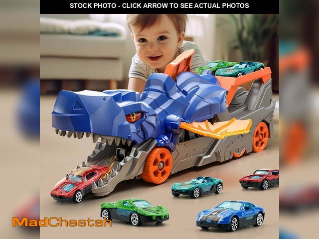 Lot 74-12715129 - MUGEYMYD Dinosaur Toys Car Race Track Set for Toddlers 3-12, City Transport Truck with 12 Die-Cast C...