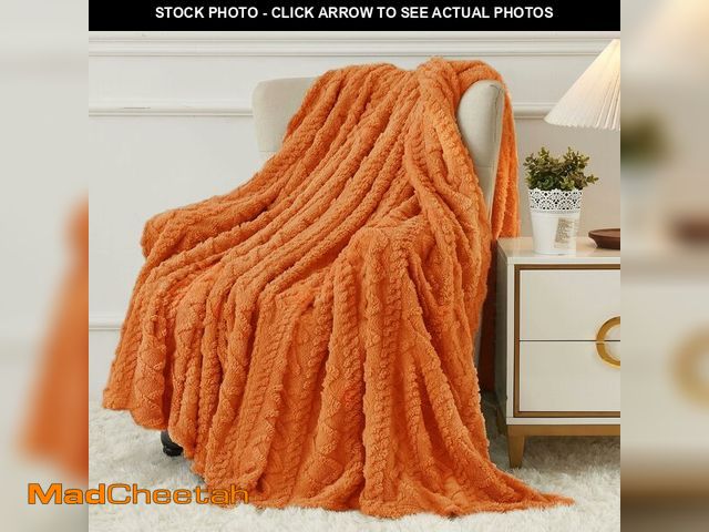 Lot 74-12708907 - Aganear Fall Throw Blanket - 50"x60" Orange Fleece Blankets Boho Decor Cozy Soft Bedding for Warm Pr...
