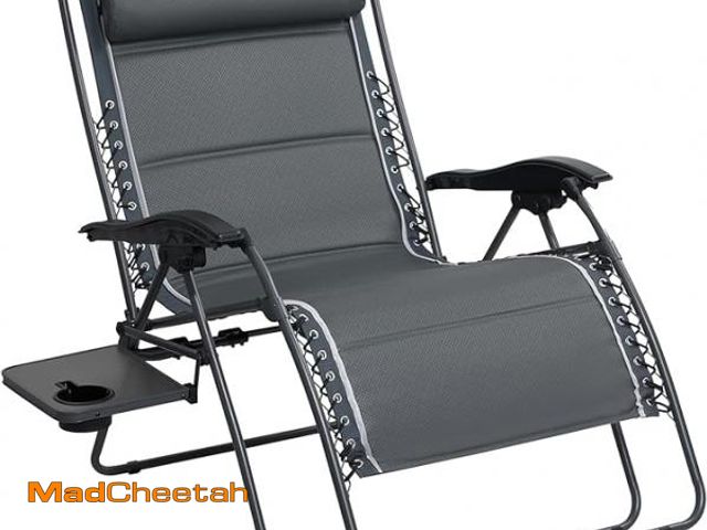 Lot 74-12249405 - TIMBER RIDGE Oversized Zero Gravity Chair, 33In Wide XXL Zero Gravity Reclining Chair with Side Tabl...