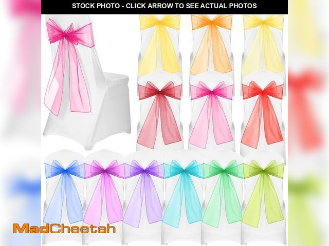 Lot 74-13718482 - Panelee 36 Pcs Elegant Organza Assorted Color Chair Sashes Pastel Rainbow Bows Sheer Fabric Chair Ti...
