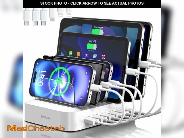 Lot 74-14270330 - MSTJRY Charging Station for Multiple Devices : 6 Port USB Charger Stations - Family Multi-Device Org...