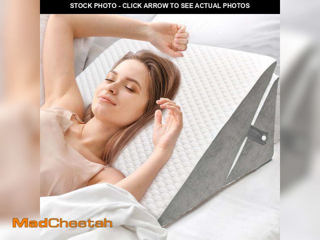 Lot 74-13044664 - Bed Wedge Pillow, Folding Memory Foam Triangle Pillow for Sleep Apnea, Acid Reflux, Snoring, Leg Ele...