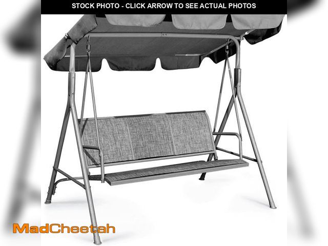 Lot 74-12166924 - GVDV Porch Swing with Canopy, 3-Seat Steel Outdoor Patio Swing Chair with Stand,Yard swing&amp;Outsi...