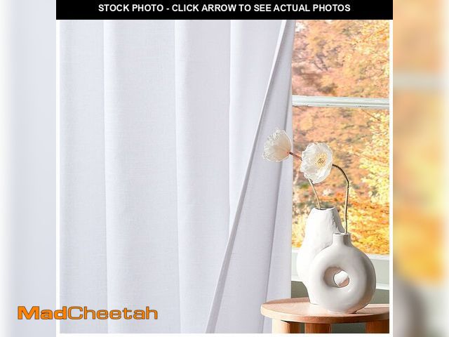 Lot 74-12437259 - HOMIDATE White Cotton Tab Top Curtain Panels for Bathroom Window, 50x 84 inch Set of 2 Ã¢â¬â Mode...