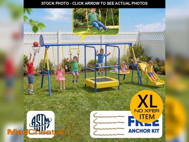 Lot 74-14307912 - Swing Sets with Detachable Trampoline,Fashionsport Outfitters Heavy-Duty Outdoor Swing sets for Back...