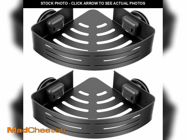 Lot 74-14263404 - 2 Pack Corner Shower Caddy Suction Cup, Shower Shelves with Hooks Rust-Proof Aluminum alloy Suction ...