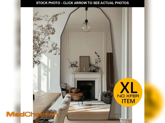 Lot 74-13775734 - Antok Full Length Mirror 71" x 32" Large Floor Mirror Standing Mirror, Aluminum Wavy Frame, Wall Mou...