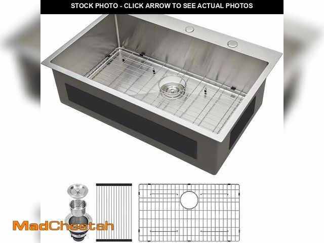 Lot 74-12903244 - Lordear 33 Inch Drop In Kitchen Sink 33x22 Stainless Steel Topmount Sinks 16 Gauge T304 Single Bowl ...