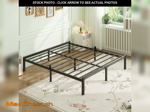 Lot 74-14585422 - (MISSING HARDWARE) Siblance 14 inch Queen Metal Platform Bed Frame, Heavy Duty, No Box Spring, Noise...