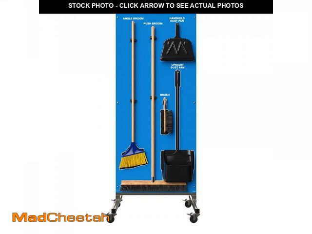 Lot 74-12198509 - Clean &amp; Sweep 5S Shadow Board/Mobile Cart Broom Holder, 68" x 30" Board, 5S Cleaning Station - w...