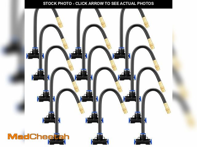 Lot 74-14155433 - Zonon 15 Pcs Brass Misting Nozzles Tee with 8" Built in Hose for 0.32"/8 mm Tubing 360 Degree Rotati...