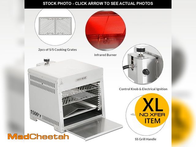 Lot 74-13282069 - INSTA-SEAR Outdoor Portable Infrared Propane Gas Grill, Tabletop Cooking Steak Grill 15 in. Stainles...