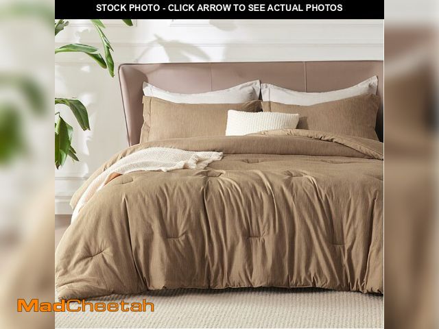 Lot 74-14057210 - Bedsure Queen Comforter Set - Brown Soft Bedding for All Seasons, Cationic Dyed Bed Set, 3 Pieces, 1...