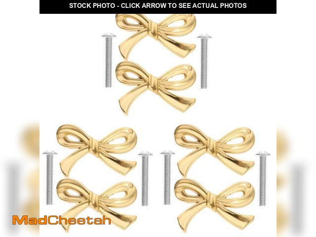 Lot 74-12311406 - PASOLABE 6Pcs Gold Bow Drawer Pulls Dresser Knobs Bow Shape Cabinet Knobs Brass Decorative Pull Hand...